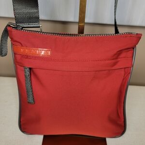 Prada Red And Gray Sport Crossbody Bag With Silver Tone Hardware